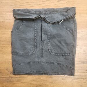 Isabel Marant Gray Cotton Mini Skirt Size 2 Zip Waist Utility Cargo Pockets
